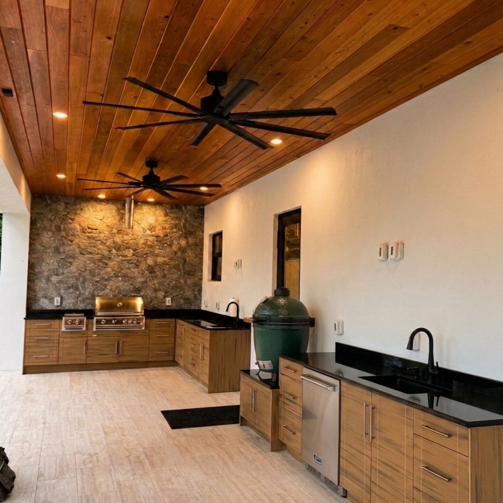 A Stunning Custom Teak Outdoor Kitchen Built to Host