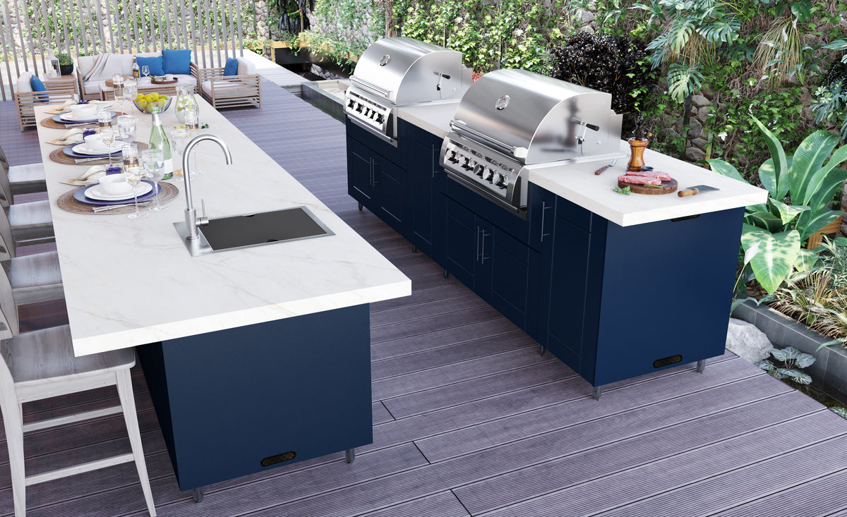 WeatherStrong Sanibel outdoor kitchen in Sapphire Blue
